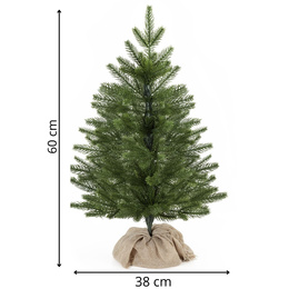 Choinka sztuczna 60 cm świerk kaukaski premium z jutą małe drzewko świateczne na stolik