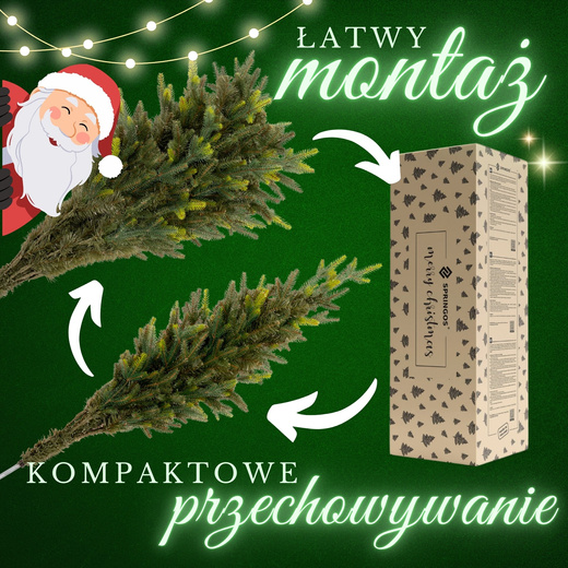 Choinka sztuczna 180 cm świerk naturalny z metalowym stojakiem