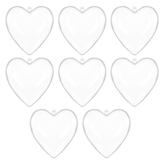 Bombki akrylowe 12cm serce plastikowe decoupage zestaw 8 szt.