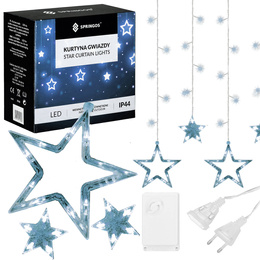 Kurtyna świetlna 138 Led girlanda gwiazdki, lampki wewnętrzne sople zimny biały