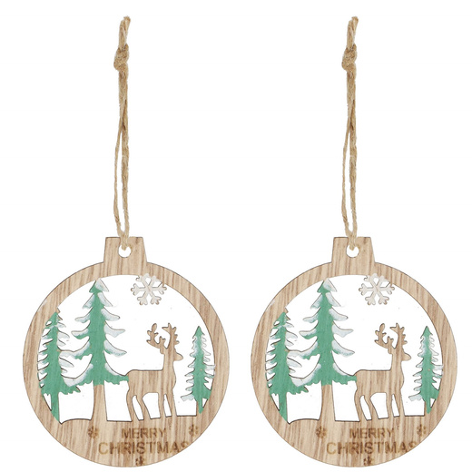 Zawieszki choinkowe 6 sztuk drewniane ozdoby świateczne