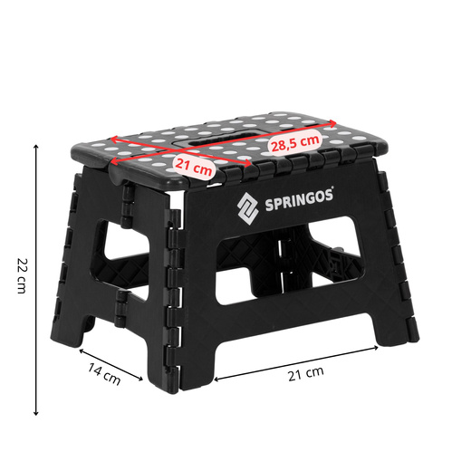 Stołek składany, schodek pomocniczy 150 kg podest antypoślizgowy, czarny