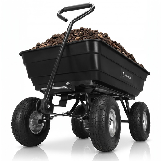 Wózek ogrodowy transportowy metalowy 250kg z funkcją wywrotki, czarny