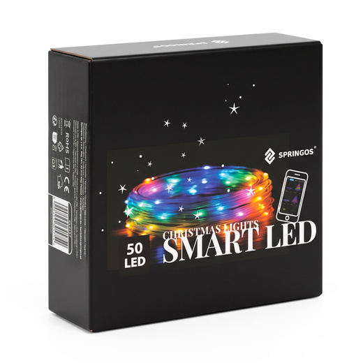 Lampki świąteczne, choinkowe Smart LED 5 m 50 diod pilot, sterowanie Bluetooth, zewnętrzne IP44 funkcja zmiany kolorów, multikolor