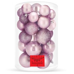Bombki choinkowe 30 szt. ozdoby świąteczne deroracje brokatowe nietłukące mix różowe