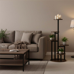 Kwietnik metalowy pięciopoziomowy, stojak na kwiaty, rośliny 86 cm stojący, ciemnobrązowy