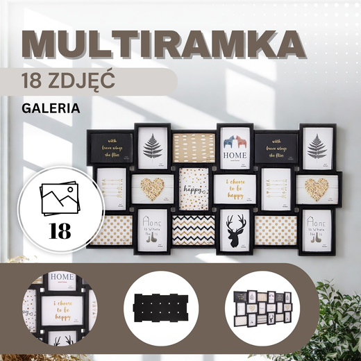 Ramka na zdjęcia 18 zdjęć multiramka 13x18 czarna