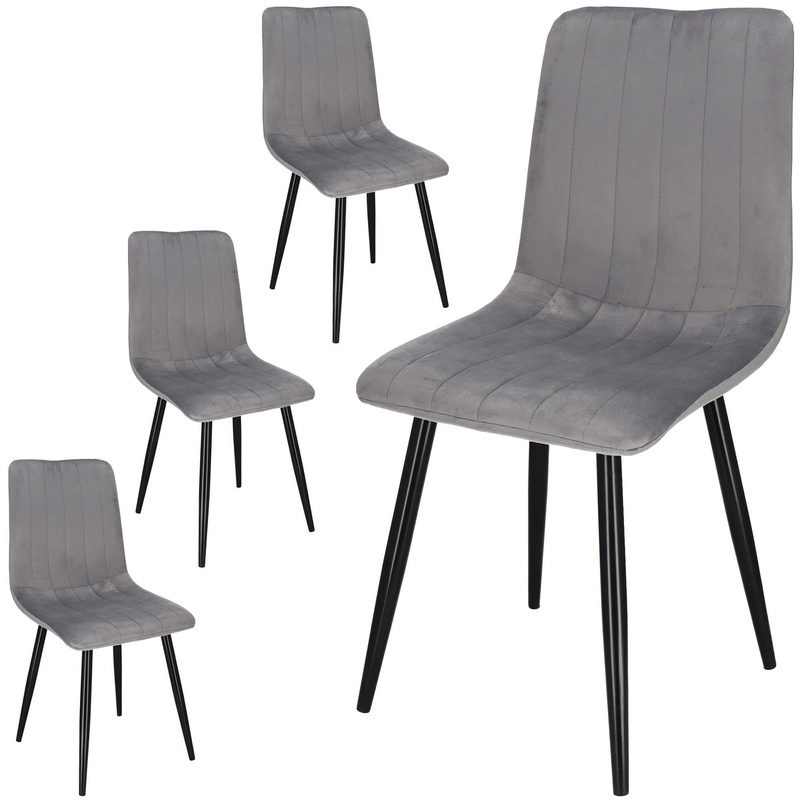 Krzesła welurowe Tedi 4 szt. do kuchni salonu jadalni loft szare