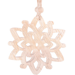 Ozdoba choinkowa 7cm drewniana, świąteczna zawieszka kwiaty zestaw 6 szt.