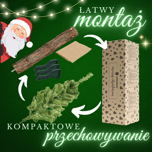 Choinka na pniu 140 cm sztuczna sosna, drzewko bożonarodzeniowe