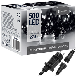 Lampki choinkowe 500 led zimny biały+ zimny biały flash 27,5 m oświetlenie świąteczne IP44