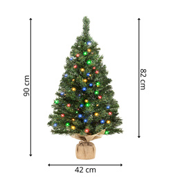 Choinka sztuczna 90 cm z oświetleniem lampki choinkowe 50 LED multikolor, na stolik, biurko