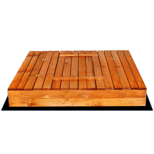 Piaskownica zamykana z ławkami 150x150 cm drewno impregnowane z plandeką i podłożem