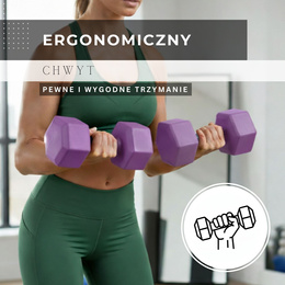 Ciężarki 2x2kg hexagonalne do ćwiczeń fitness hantle zestaw 2 szt. fioletowe