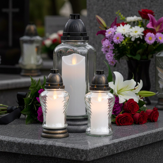 Świeczka elektryczna LED 18,5 cm ruchomy płomień wkład do znicza na baterie