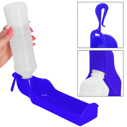 Butelka na wodę dla psa, kota z poidełkiem, turystyczna 250 ml bidon ciemnoniebieski