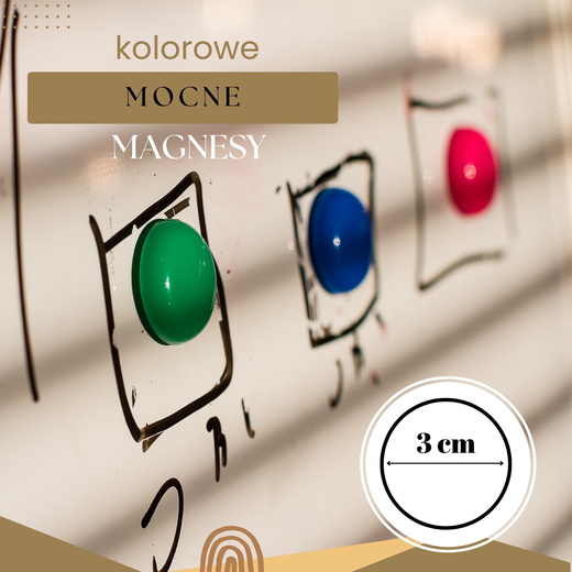 Kolorowe okrągłe magnesy do tablicy magnetycznej zestaw 10 szt