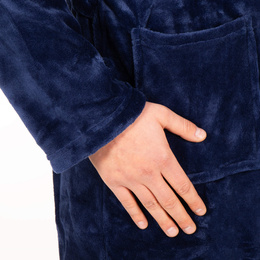 Szlafrok męski z polaru rozm. L/XL z paskiem granatowy