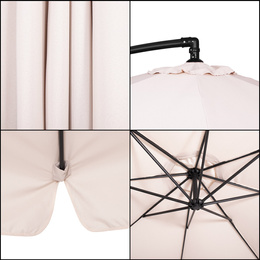 Parasol ogrodowy na wysięgniku 350 cm składany z pokrowcem, na balkon, taras ecru