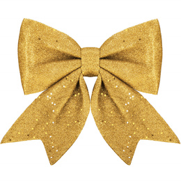 Kokardka świąteczna na choinkę 20 cm brokatowa zawieszka choinkowa złota