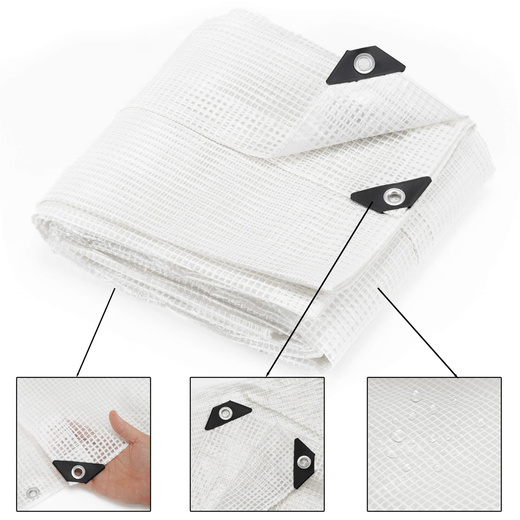 Plandeka 3x5m 100g/m2 gruba płachta ochronna biała, transparentna