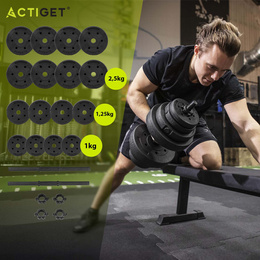 Hantle regulowane zestaw 2x 15 kg obciążeń gryf do treningu siłowego 30 kg talerze zaciski