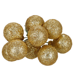 Bombki choinkowe, komplet 6 szt. dekoracja do stroika, mini bomki 54 szt. na druciku, złote