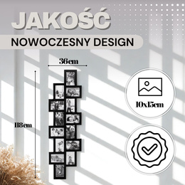 Ramka na zdjęcia 14 zdjęć multiramka 10x15 czarna