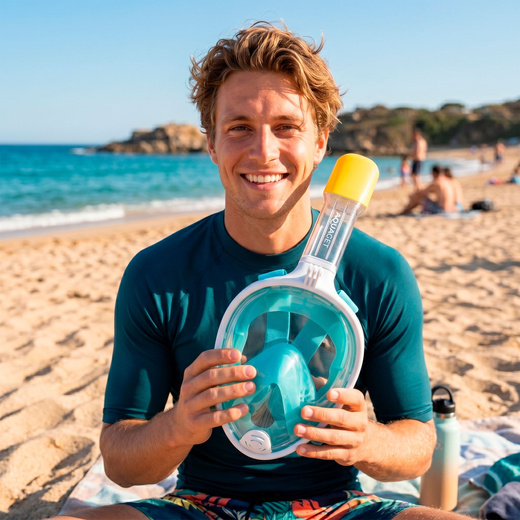 Maska do nurkowania L/XL pełnotwarzowa, z rurką, AntiFog, DryTop do snorkelingu regulowana