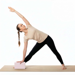 Kostka do jogi piankowa EVA 23x15x7,5 cm klocek blok do ćwiczeń pilates stretching różowa