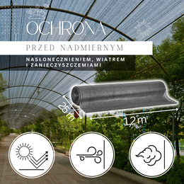 Siatka cieniująca 90% osłonowa 1,2x25 m 140g/m2 jasny antracyt 100 szt. opasek zaciskowych