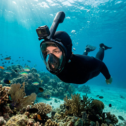 Maska do nurkowania L/XL pełnotwarzowa, z rurką, AntiFog, DryTop do snorkelingu regulowana