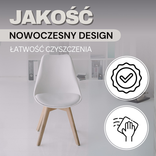 Krzesło skandynawskie 4 szt. do kuchni salonu jadalni Verde tapicerowana poduszka białe