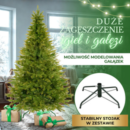 Choinka sztuczna 240 cm świerk naturalny jak żywy, ze stojakiem nowoczesny gęsty