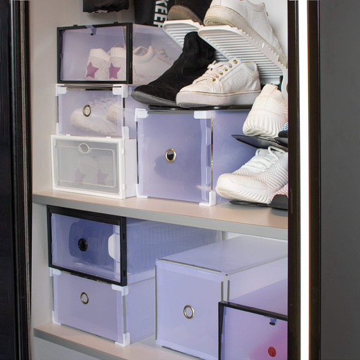 Pudełko na buty z szufladą 34x22x13,5 cm biały organizer zestaw 10 szt.