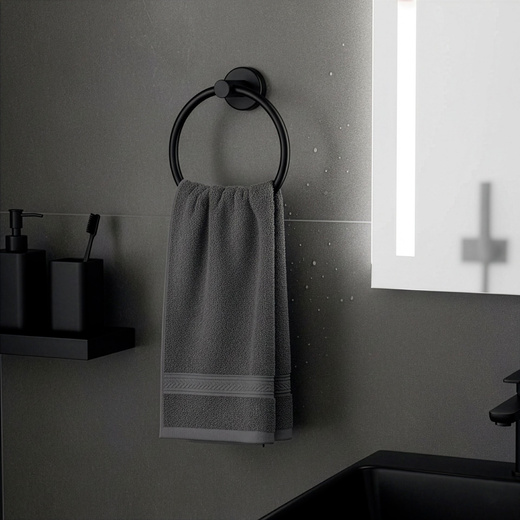 Wieszak na ręczniki, łazienkowy okrągły, uchwyt na ręczniki, czarny