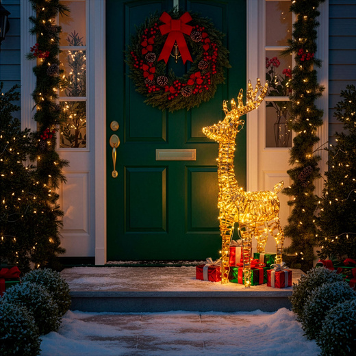 Renifer świąteczny 80 LED świetlna dekoracja do ogrodu biały ciepły