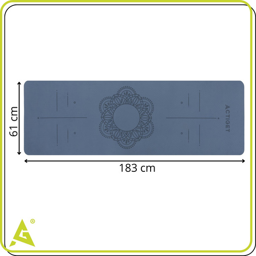 Mata do ćwiczeń 183x61 cm antypoślizgowa TPE do jogi, stretchingu z uchwytem niebieska