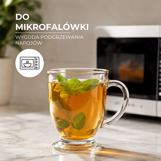 Szklanki do kawy latte mrożonej herbaty deserów 400 ml z uchem komplet 6 szt.