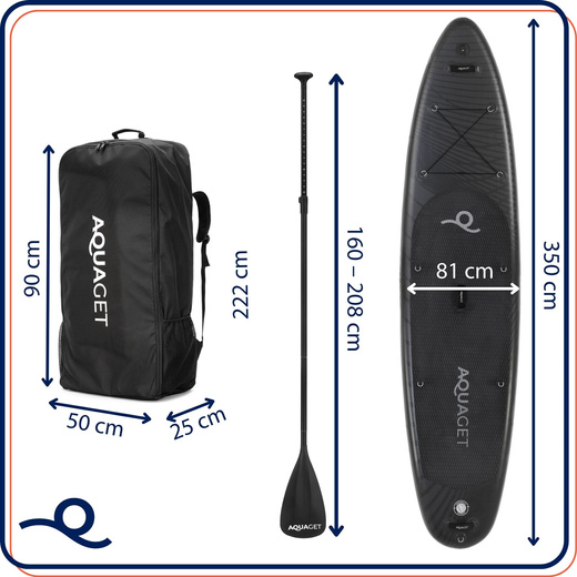 Deska pompowana do pływania SUP 350 cm paddleboard komplet z wiosłem i wyposażeniem 