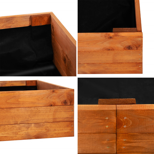 Skrzynia drewniana na warzywa 240x84x26,5 cm warzywniak z agrowłókniną, brązowy