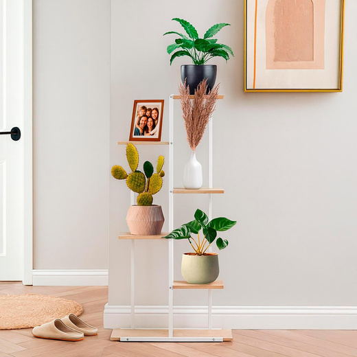 Kwietnik metalowy 113 cm stojak na kwiaty z 6 półkami loft wielopoziomowy nowoczesny