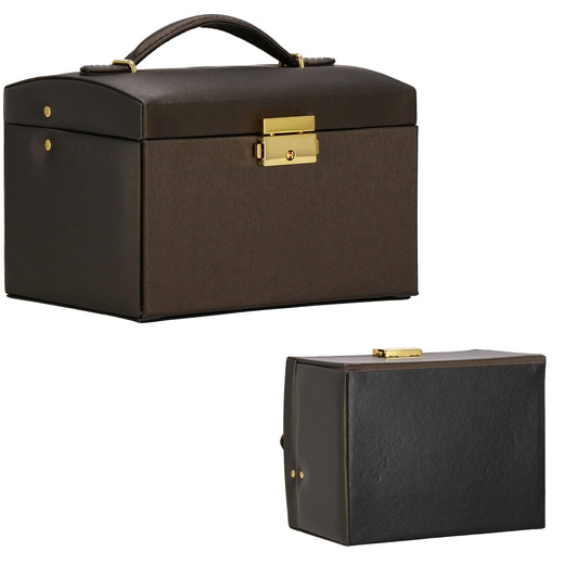 Szkatułka na biżuterię ekoskóra 17,5x14x12,5 cm brązowy organizer z przegródkami