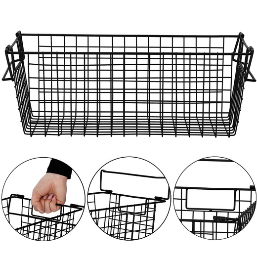 Kosz metalowy do przechowywania 41x17x15 cm prostokątny czarny