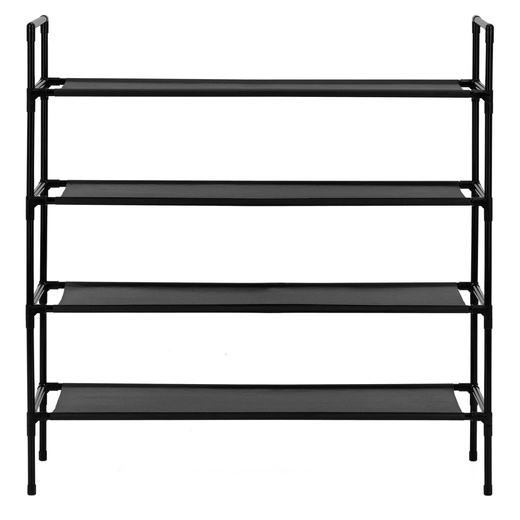 Regał na buty 4 poziomy szafka metalowa z półkami na obuwie 75x72x28 cm czarna