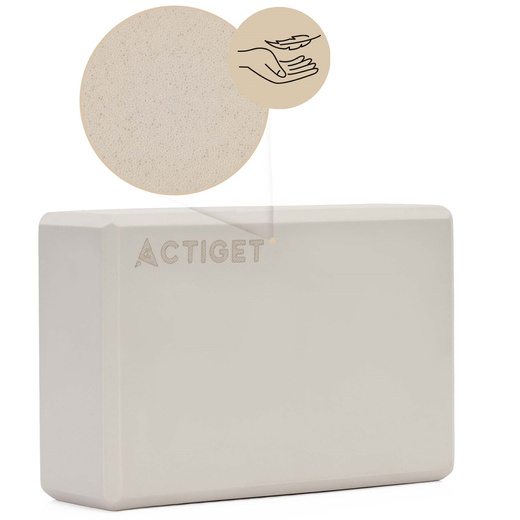 Kostka do jogi piankowa EVA 23x15x7,5 cm klocek blok do ćwiczeń pilates stretching beżowy
