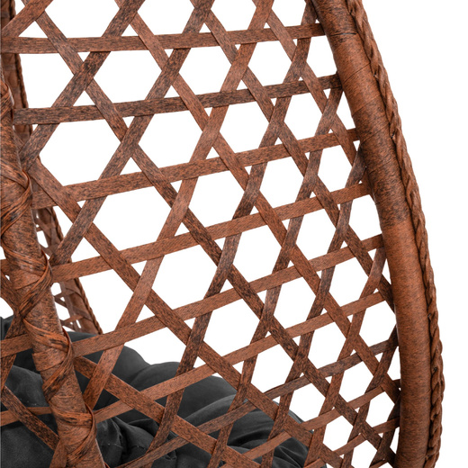 Kokon ogrodowy rattanowy z poduszkami fotel wiszący bujak huśtawka na metalowym stelażu brązowa