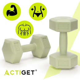 Ciężarki 2x1,5kg hexagonalne do ćwiczeń fitness hantle zestaw 2 szt. zielone