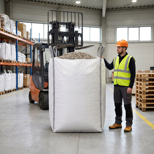 Big Bag worek z lejem 1000 kg mocny na gruz 160x90x90 cm kontener z uchwytami biały