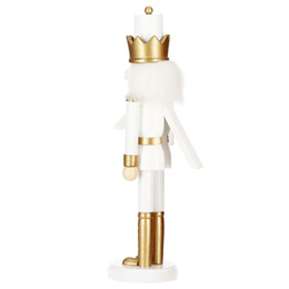 Dziadek do orzechów 30,5 cm z laską drewniany żołnierzyk złoty, figurka świąteczna